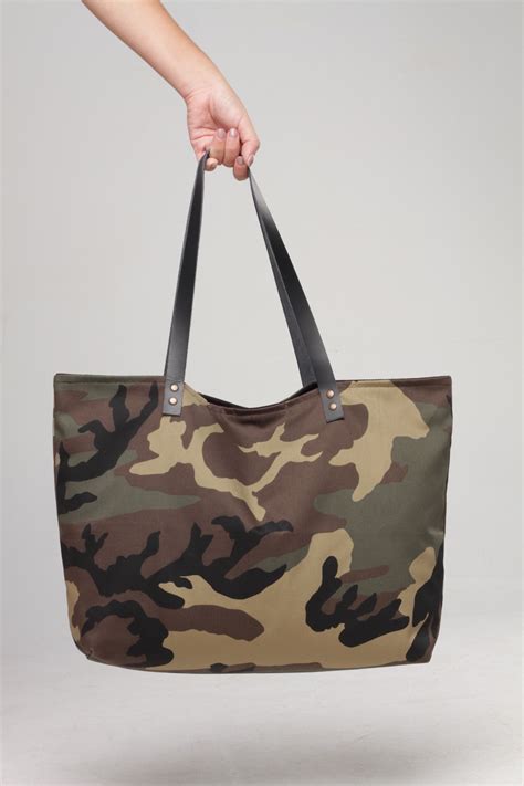 Royal Blue Camouflage Canvas Shopping Tote Bag B2642B